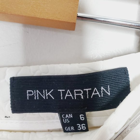 PINK TARTAN White Floral Textured Scuba A-Line Luxury Skirt - Picture 7 of 10